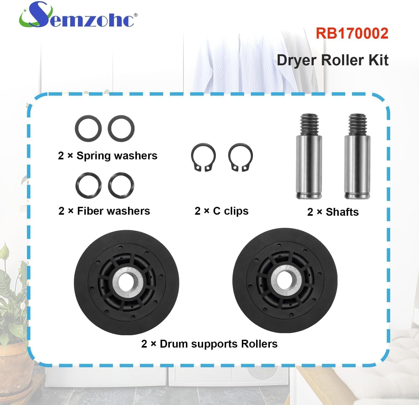RB170002 ADE30RGS171TW01 Dryer Roller Kit Replacement Parts Compatible with speed queen/Alliance Dryers ADE32FSS431AN01, ADE3SRGS177TW01,Replace 3447593 AP5186795 PS12220620 EAP12220620