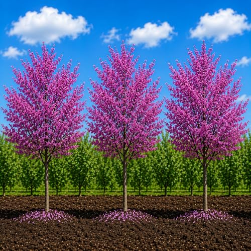 3 Eastern Redbud Tree (Cercis Canadensis) Live Plant Brilliant Pink Spring Blooms Hardy Ornamental Flowering Tree Perfect for Landscapes Yards & Gardens (3 Live Trees)