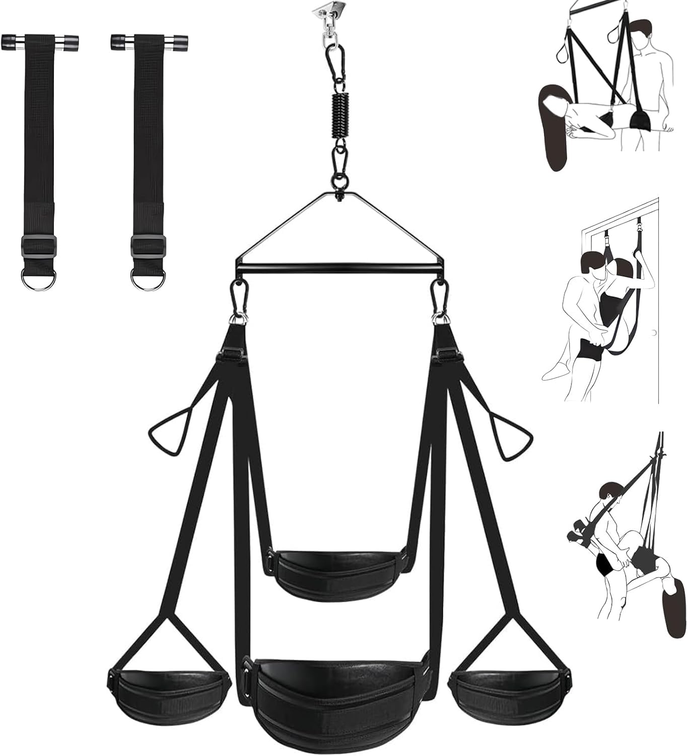 360 Grados Columpio Sexuales Parejas de Techo - 2 en 1 Columpio Sexuales Parejas de Puerta con Arneses Sexuales Ataduras Eróticas Bondage Correas Ajustables, Juguetes Eróticos para Pareja Sexuales