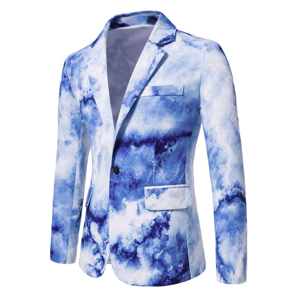 Cloudstyle Mens Suit Jacket Slim Fit Printed One Button Floral Casual Blazer Sports Coat