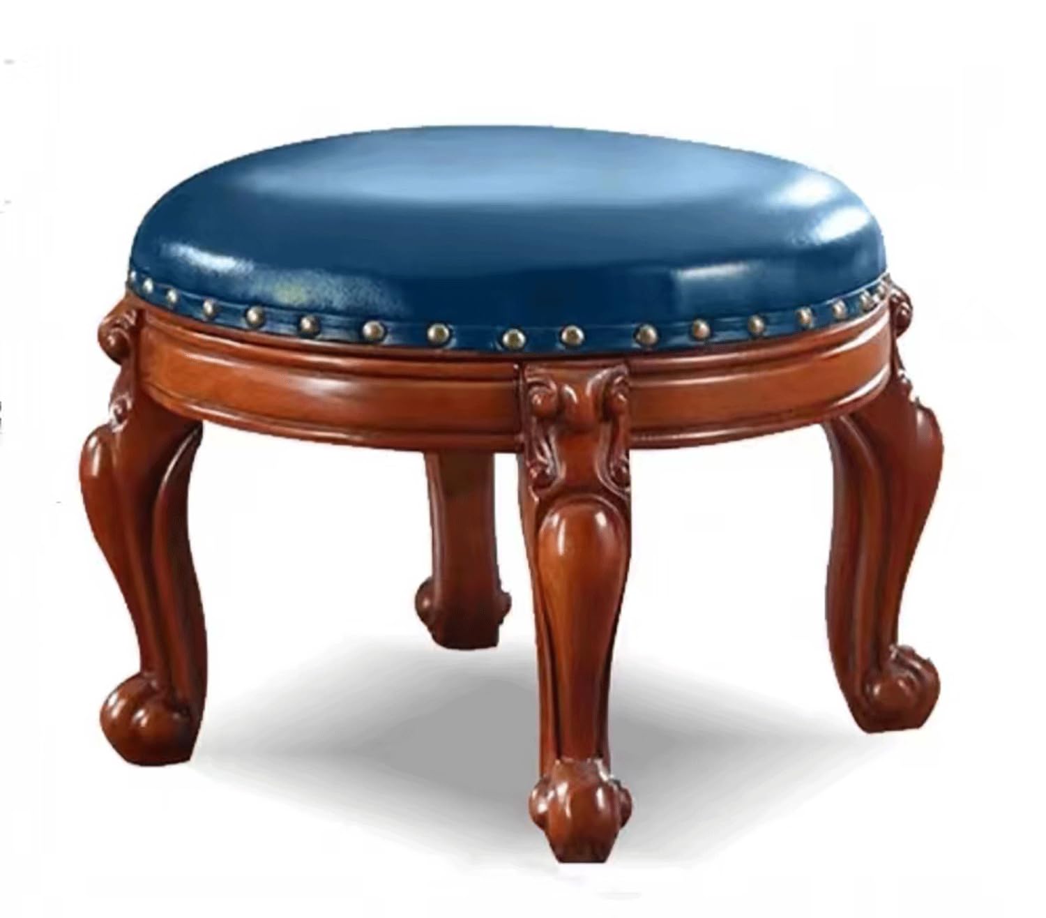 Tabouret bas rond bleu saphir pour sublimer votre espace table basse de salon