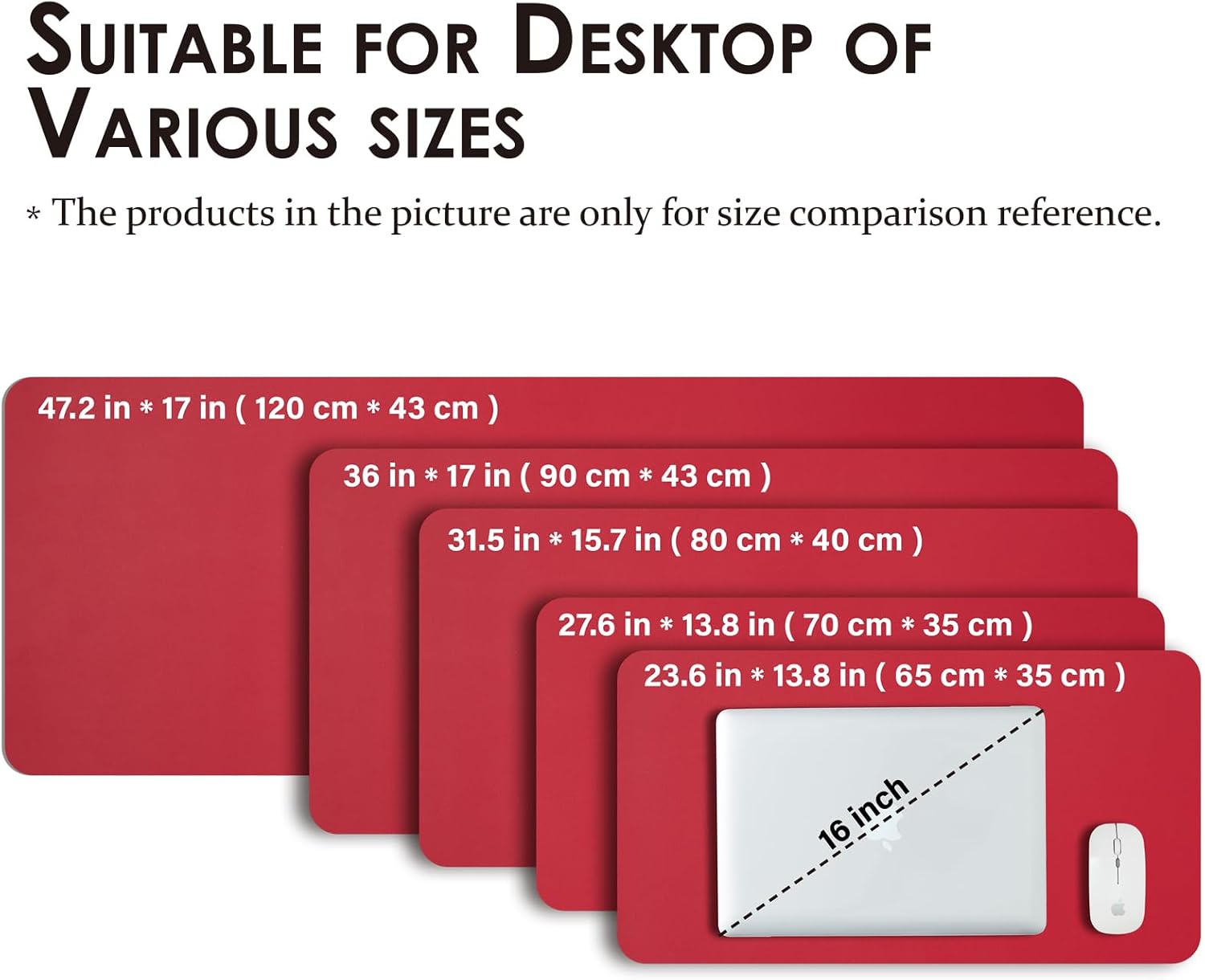Leather Desk Mat - Non-Slip PU Desk Pad for Office and Home - Desk Organization and Accessories - Ideal for Large Mouse Pad and Desk Mats on Top of Desks (Rose Red,36"x 17") image 5