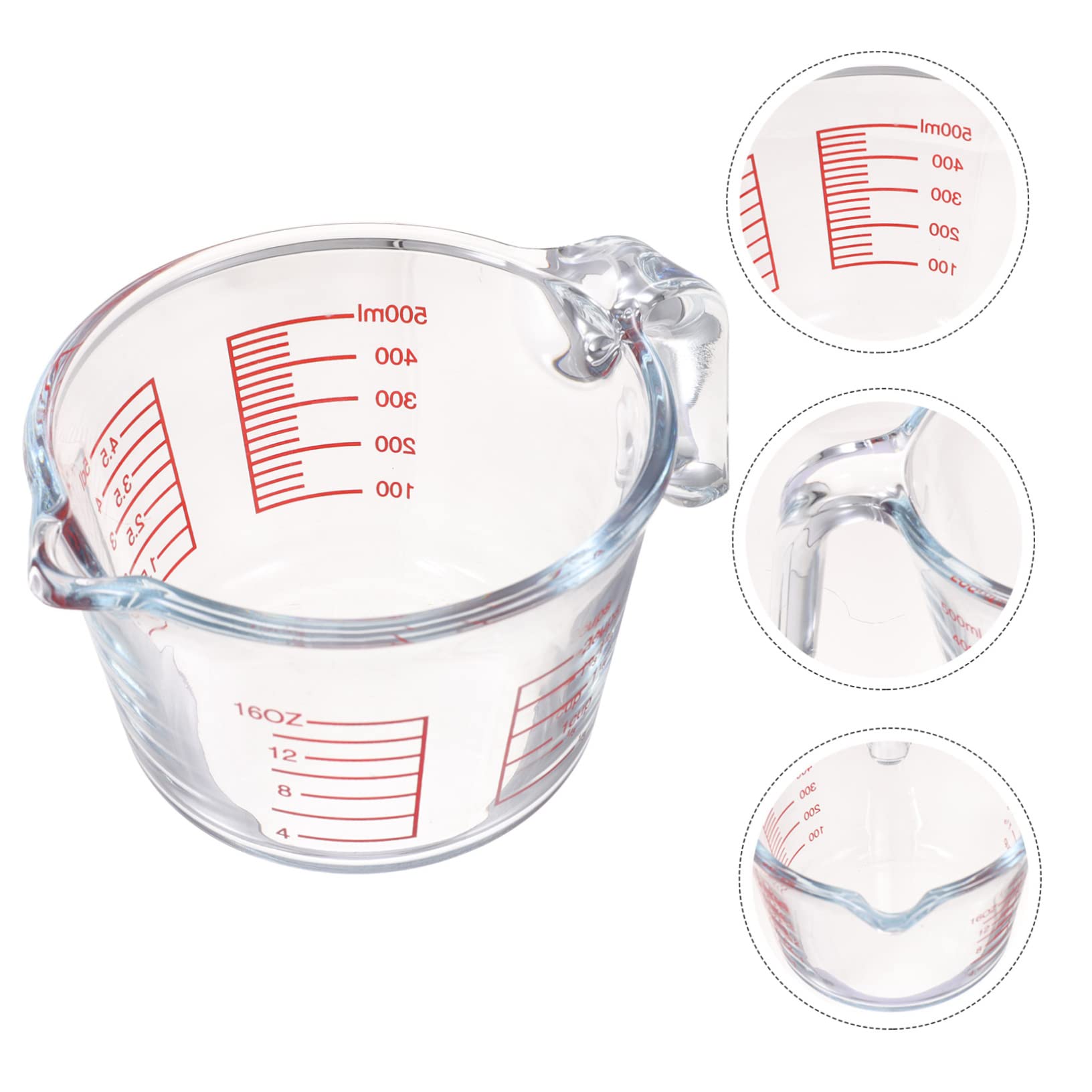 Sosoport Misurino Graduato in Vetro Resistente 500Ml Isolato Misurazione Liquidi Facile per Cucina