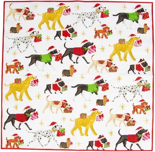 Miniatura 6 de Caspari Servilletas de papel para entrega de Navidad en blanco - 20 por paquete, multicolor (13310L)