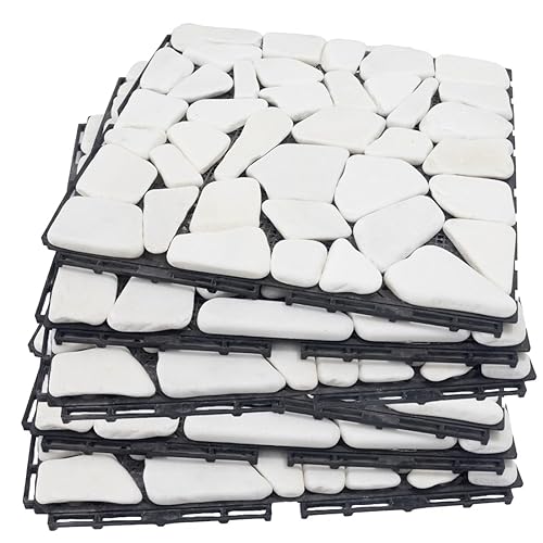 Decking Natural Pebble Interlocking Floor Patio Tiles, Indoor & Outdoor