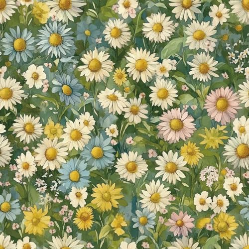 Wookmmy Green Floral Peel and Stick Wallpaper Vintage Daisy 17.7"x 354" by Wookmmy - Used condition - US$33.65