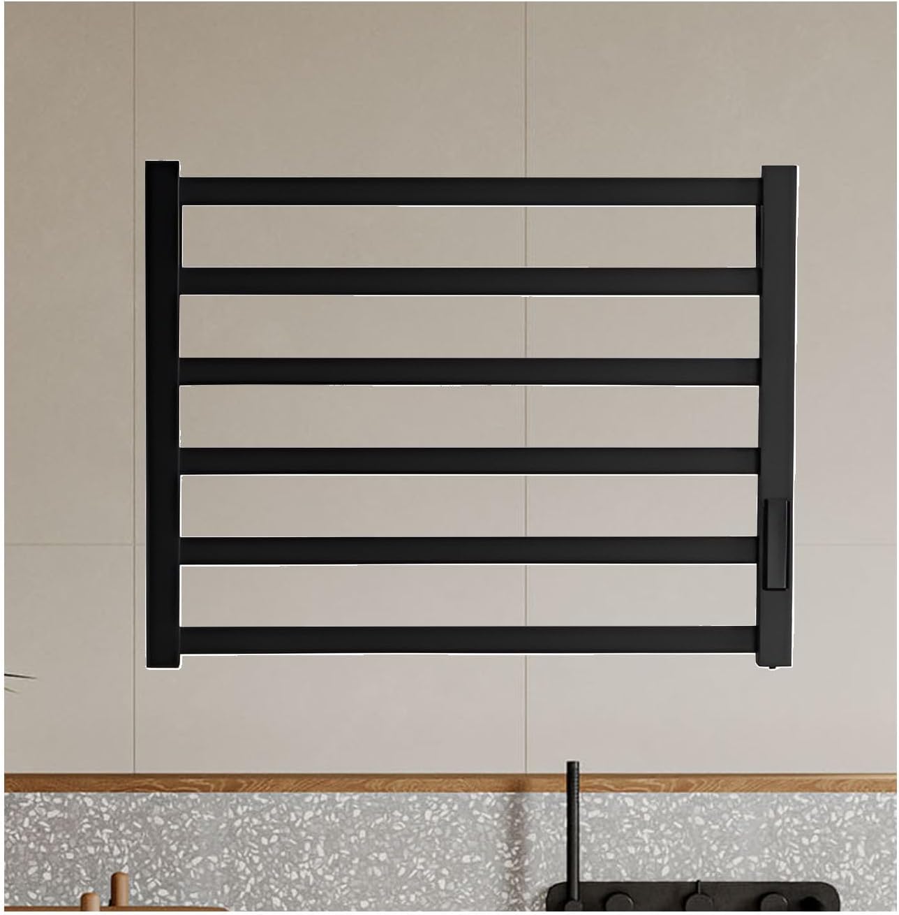 Black,Left line,Bathroom Accessories Towel Dryer Fast Heating,Electric Towel Drying Rack Energy Efficient,Wall Mounted Heated