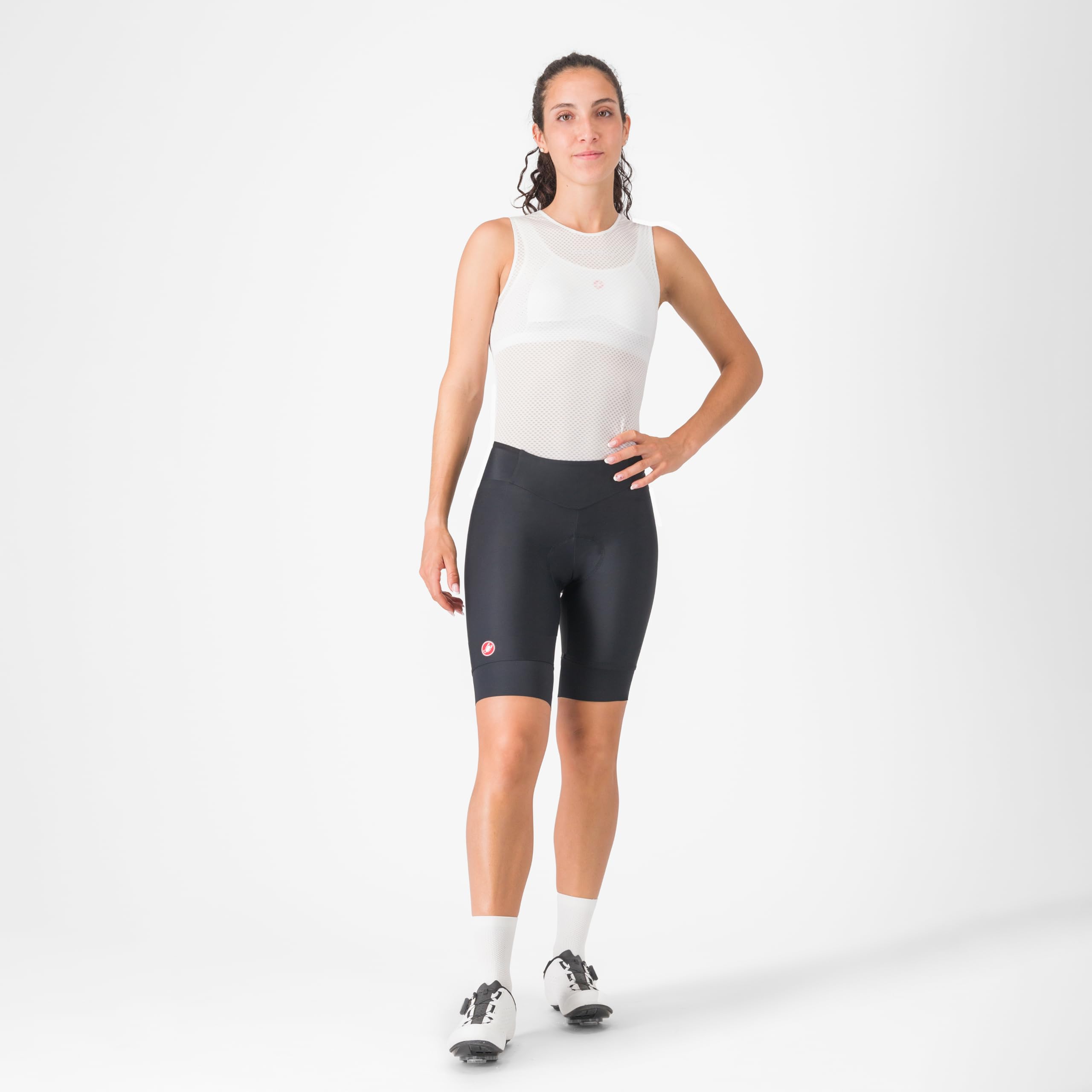 Castelli Prima 2 - Pantaloncini da donna per ciclismo su strada e gravel, con imbottitura e linguette riflettenti ad alta visibilità