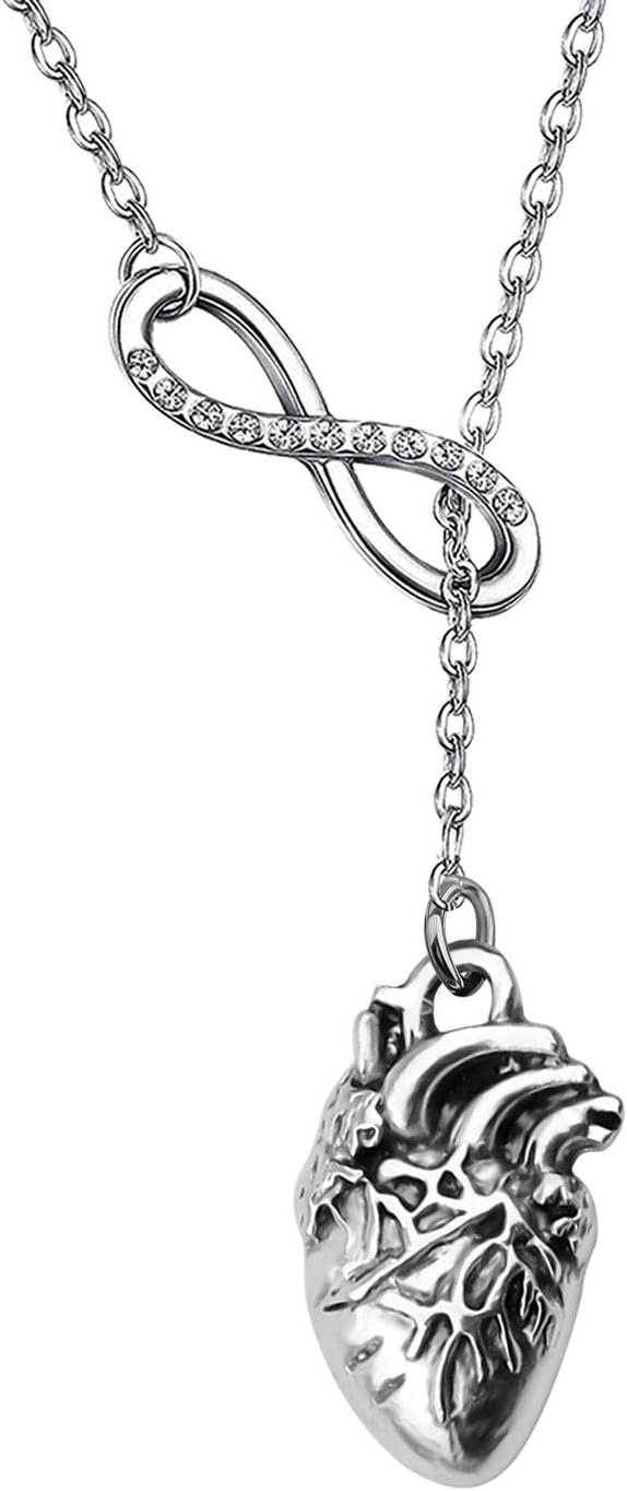 Anatomy Bracelet Anatomical Heart Charm Adjustable Slider Bracelet CHD Awareness Heart Disease Awareness Jewelry Gift for Cardiologist Doctor Nurse (Y necklace)