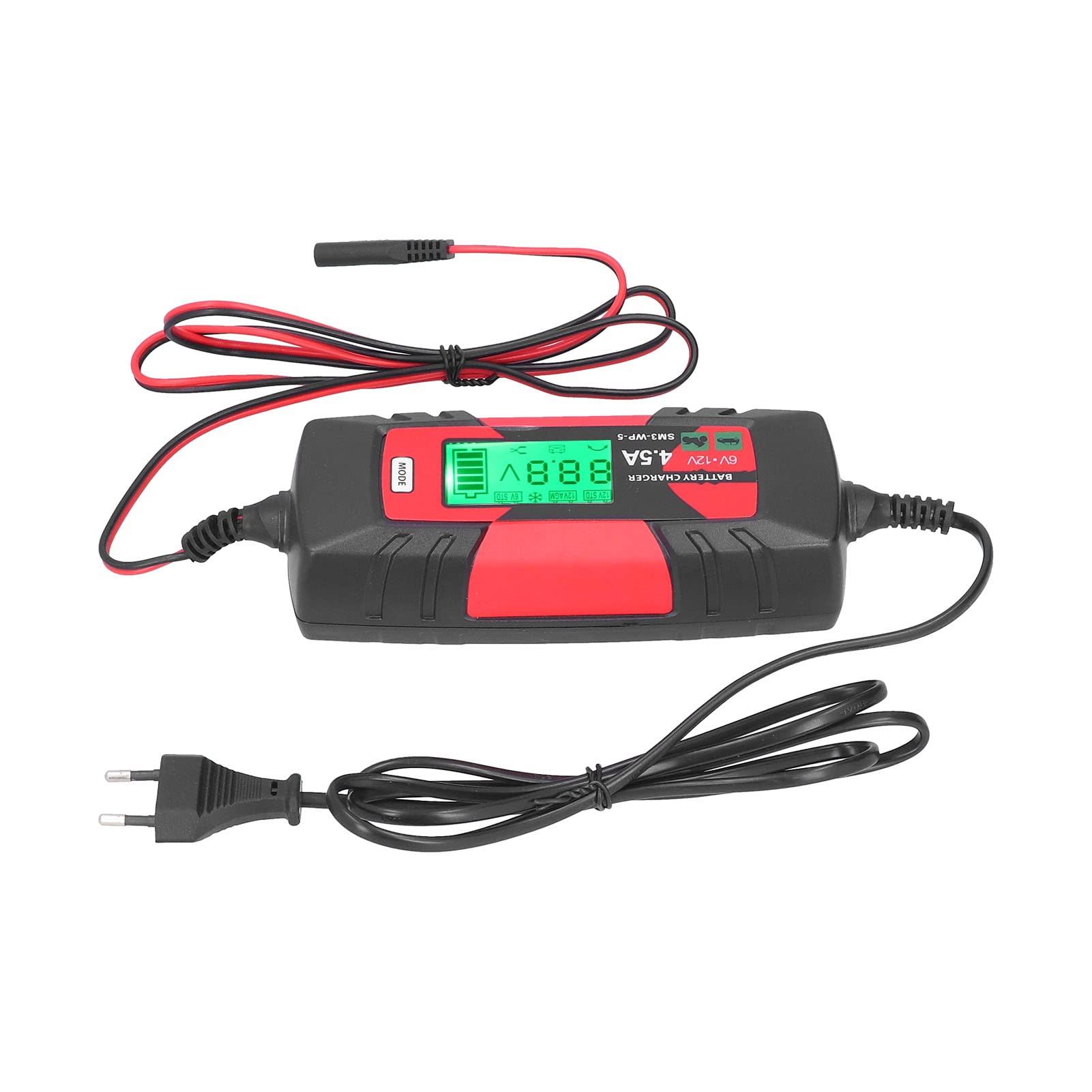 Caricatore della Batteria per Auto 12 V, Manutentore della Batteria Intelligente Automatica con Display LCD, per Batterie Gel AGM Standard 1,2a a (Plug 220-240 V.)