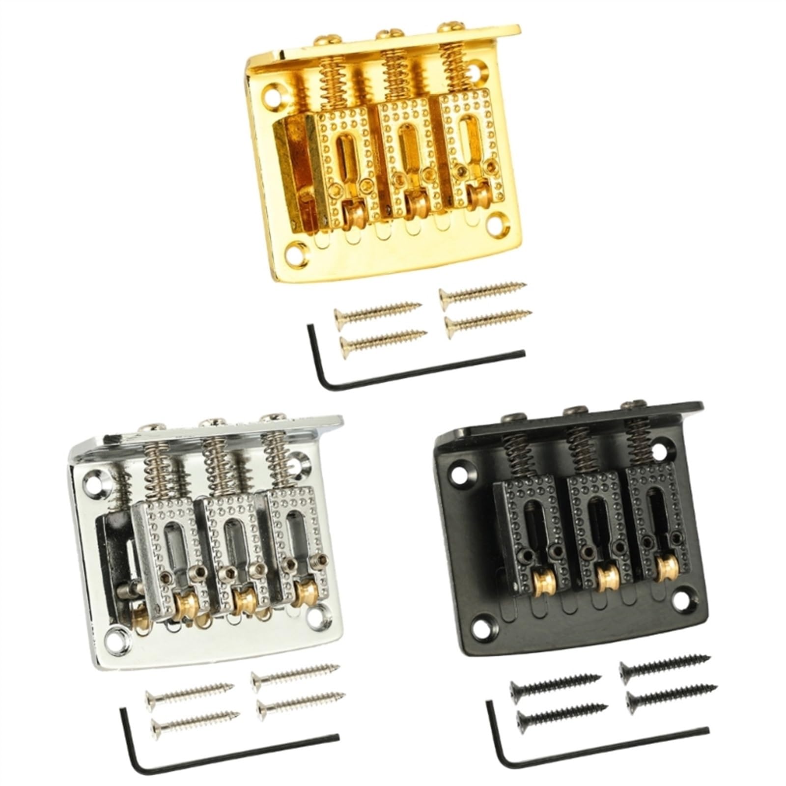 Juego De Puente Para Guitarra Eléctrica Puente De Sillín Rígido Fijo De 3 Cuerdas, Sillín De Puente De Cola Dura Para Guitarra (Color : Silver)