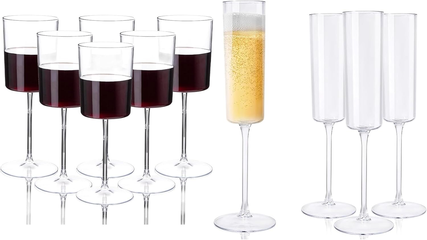 Ciaell 12 Pack Clear Plastic Wine Glasses and Clear 6 Oz Disposable Champagne Glasses for Weddings & Outdoors