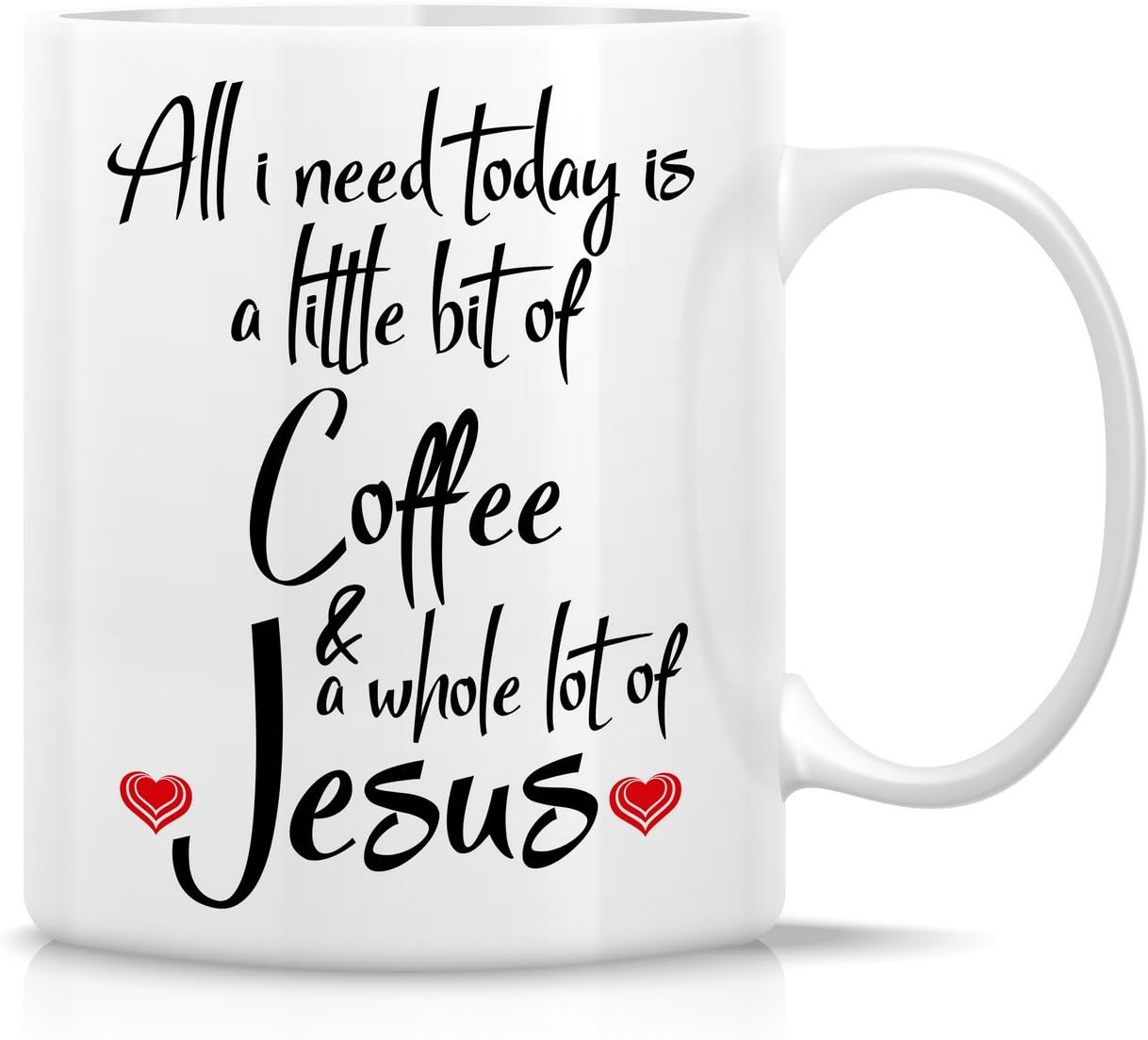 Retreez Funny Mug - All I Need is Coffee & Jesus Religious 11 Oz Ceramic Coffee Mugs - Funny, Sarcasm, Motivational, Inspirational birthday gifts for friends, coworkers, staff, siblings, dad or mom