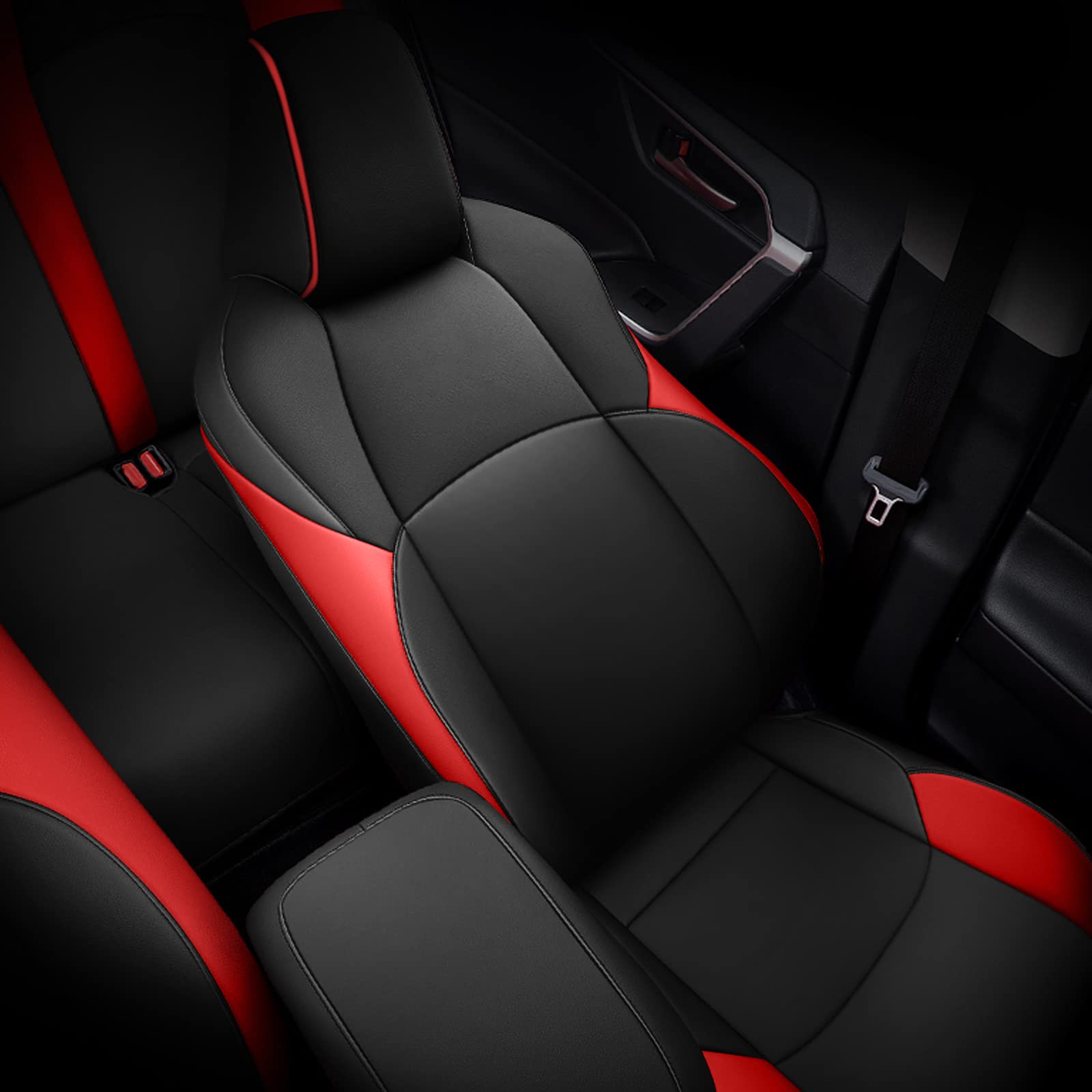 Amazon | CHR シートカバー(18-23、ブラック&レッド) | シートカバー