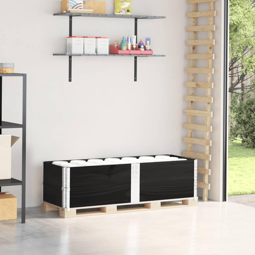 Marco para palés de madera maciza de pino en color negro, solidez estructural de 150x50 cm