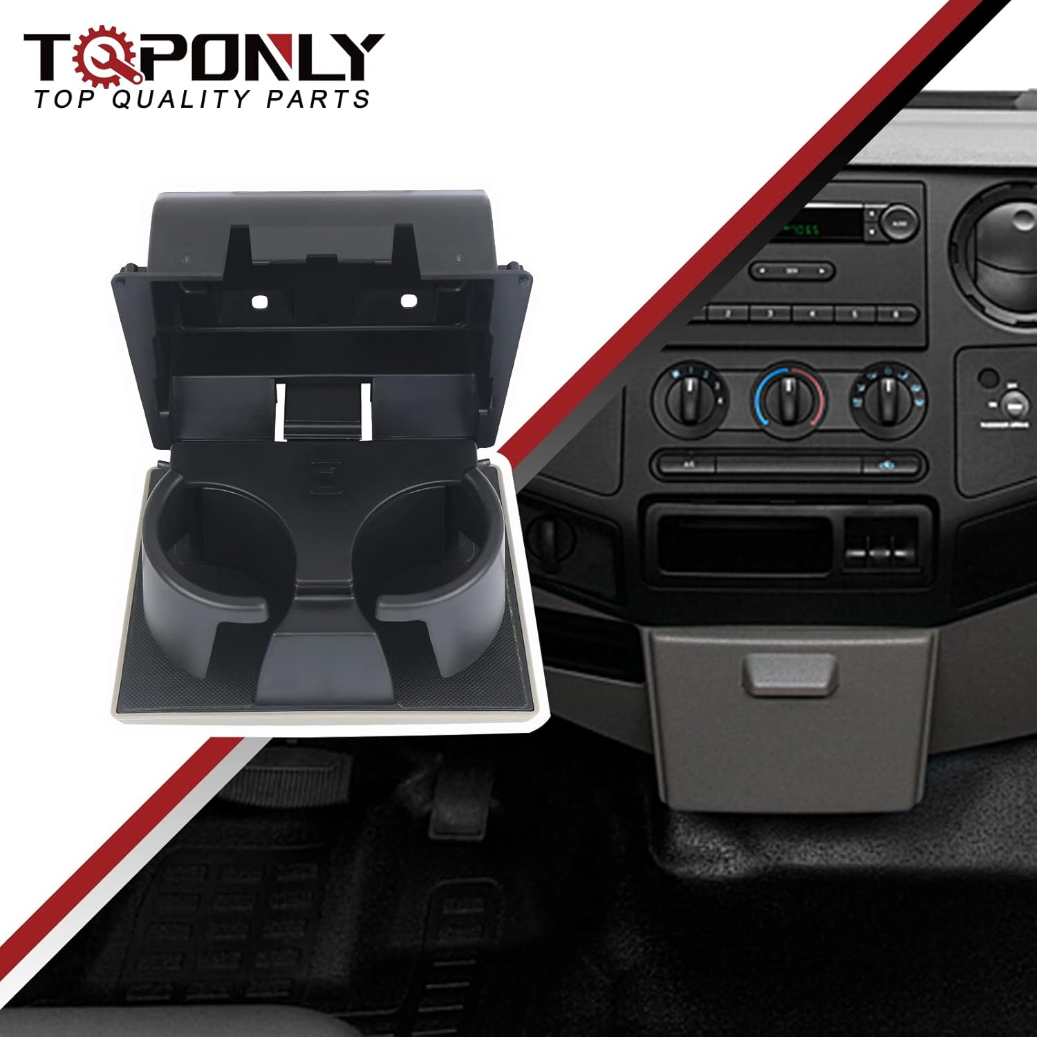 TQPONLY Dashboard Cup Holder Compatible with F250 F350 F450 F550 Super Duty 2008-2016 Replaces 8C3Z-2513562-AD (Medium Stone)