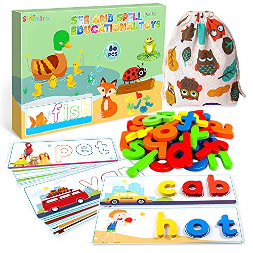 See & Spell Matching Letter Game Toy for Kids,Learning Educational Toy for 3 4 5 6 Years Old Boys Girls,Preschool/Kindergarten Learning Activities,CVC Word Builders,Learning Gifts for Kids