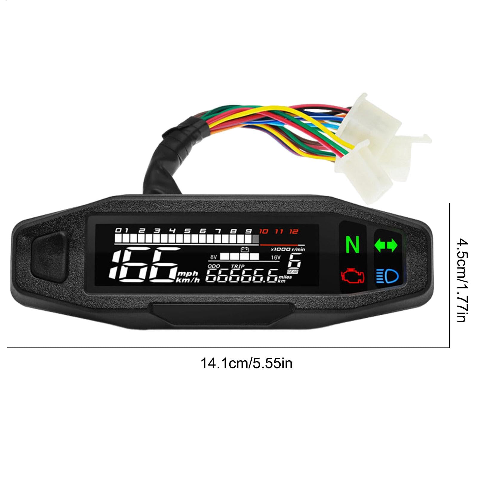 Compteur de vitesse moto Zestivra - Tachymètre à affichage numérique à écran LCD - Compteur de vitesse pour Dirt bikes, jauges de moto, instrument indicateur de vitesse