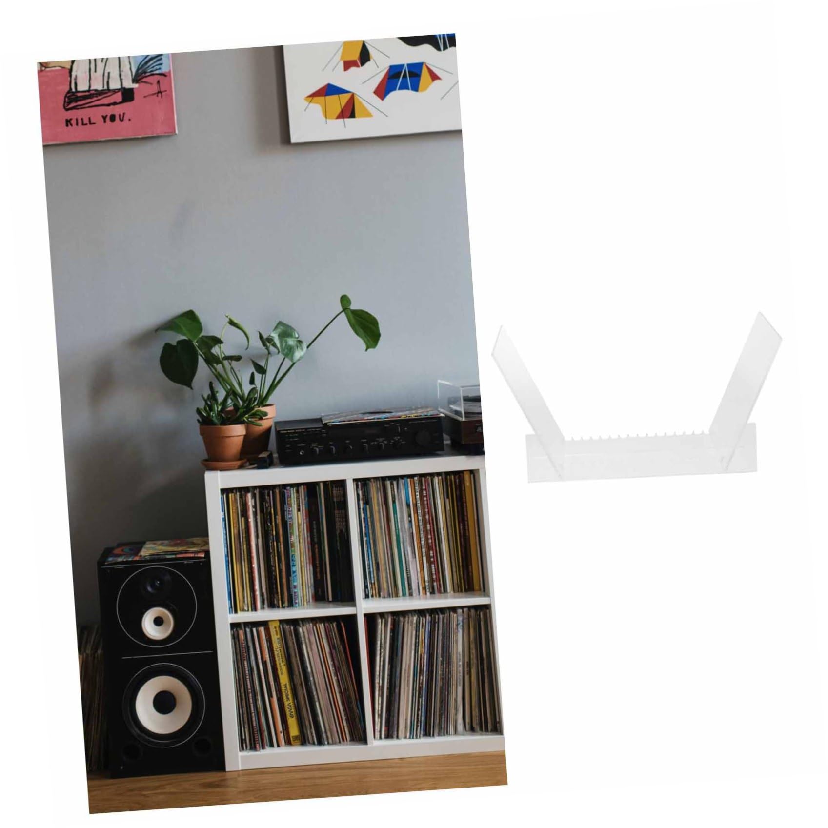 Supporto per dischi in vinile acrilico, moderno supporto per album per la casa, elegante scaffale da collezione per gli amanti della musica e gli appassionati di arredamento