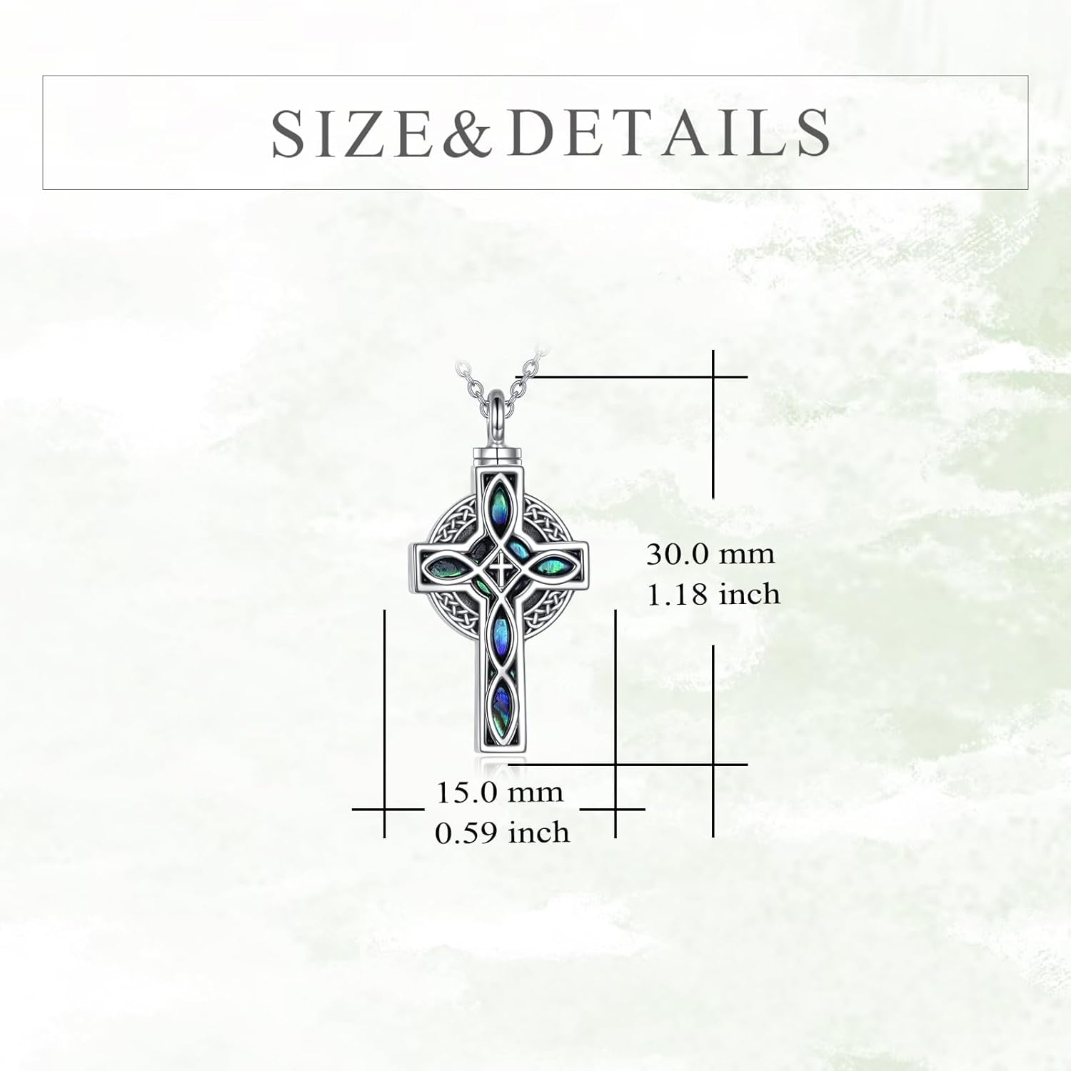 YFN Celtic Cross Urn Necklace Sterling Silver Celtic Knot Ashes Pendant Abalone Shell Cross Cremation Jewelry Gifts for Women Men - Image 4