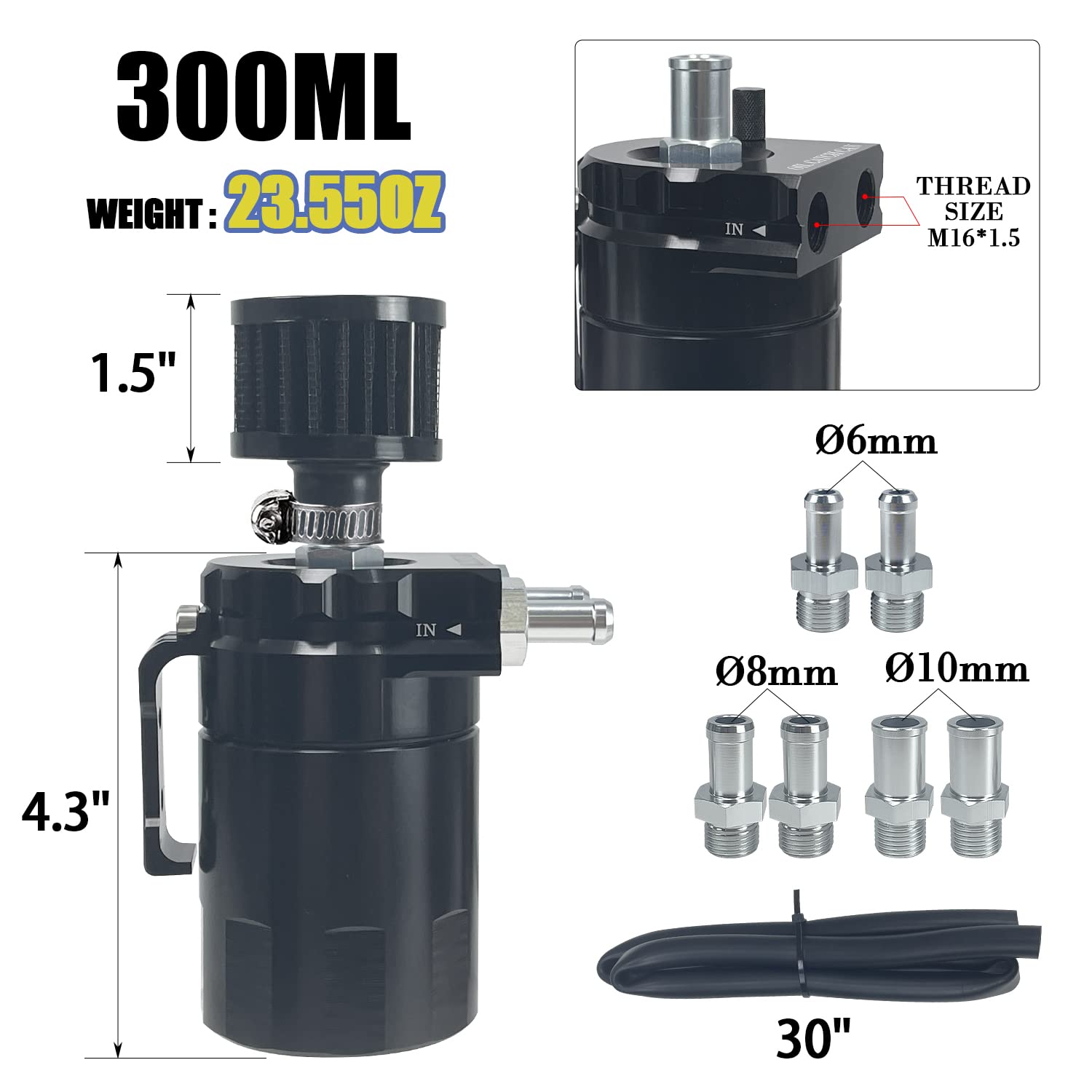 Sutekus Depósito de aceite con filtro universal de 300 ml