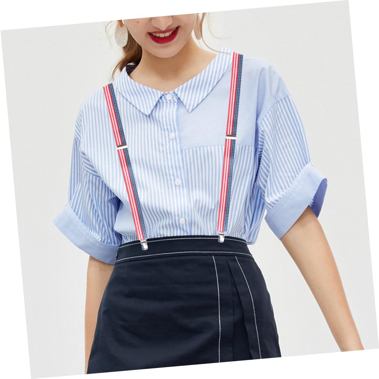 Veemoon Adjustable Elastic Suspenders for Women Men Blue Usa Flag Printing for Jeans Shorts