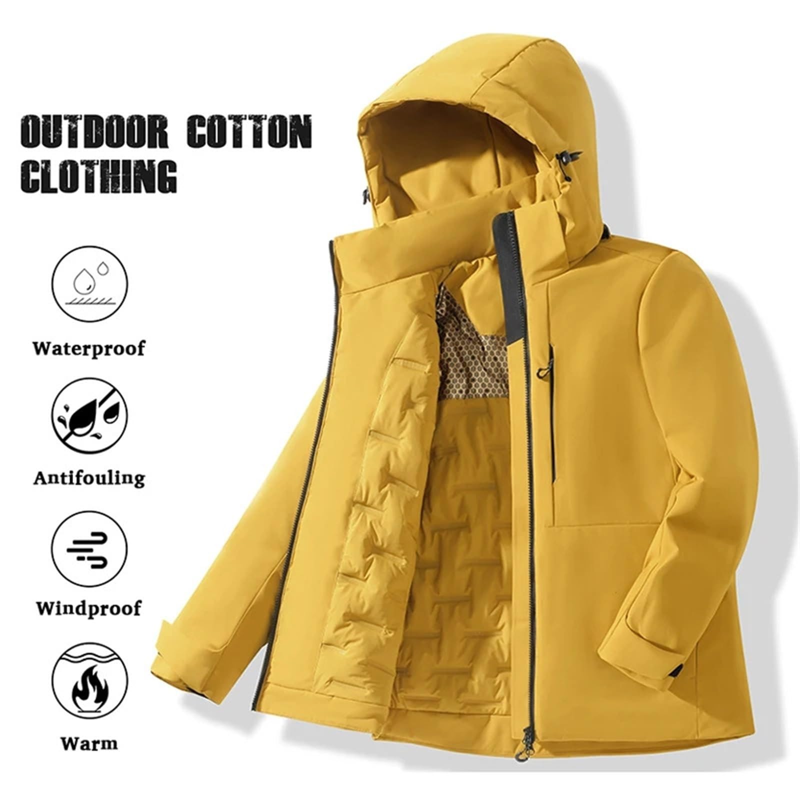 Chaquetas impermeables de forro polar for invierno, cortavientos térmico, for hombre y mujer, for senderismo, camping, esquí escalada Para Hombre