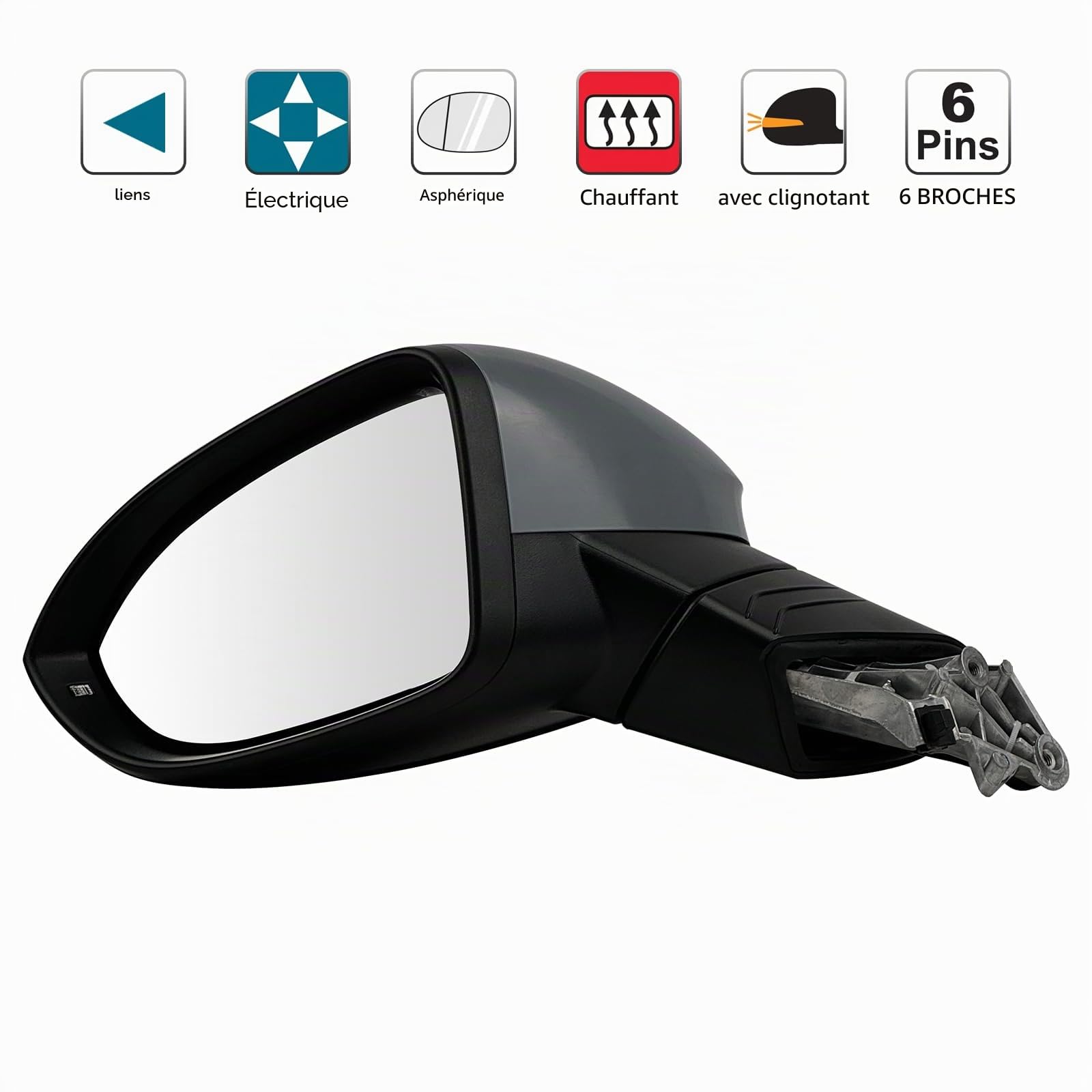 Rétroviseur extérieur pour VW Golf 8 année 2019 - Rétroviseur électrique chauffant Accessoires avec clignotant gauche côté conducteur 6 pins