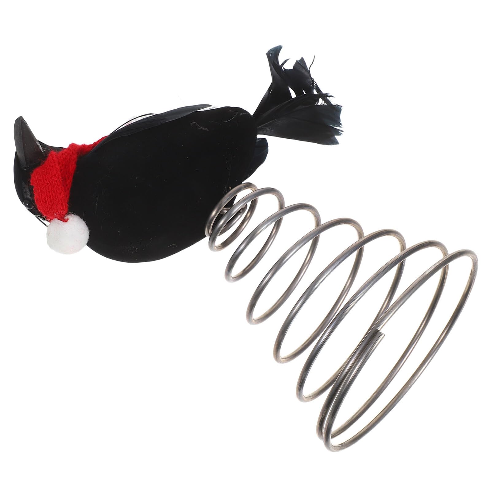 Cuervo de metal decorativo con base de resorte para punta de árbol navideño