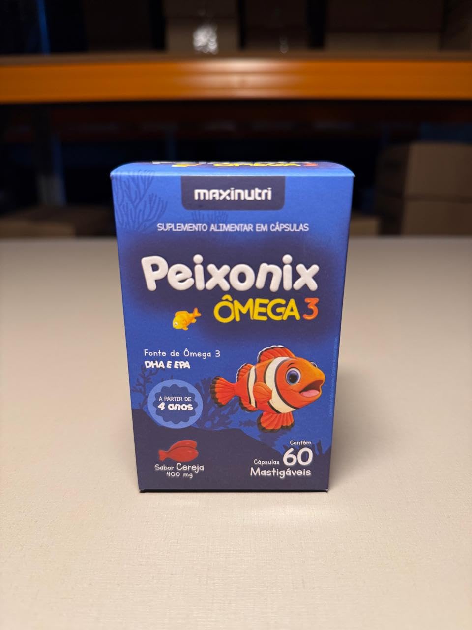 サプリ Peixonix Ômega 3 Mastigável Sabor Cereja - 60 Cáps., Maxinutri