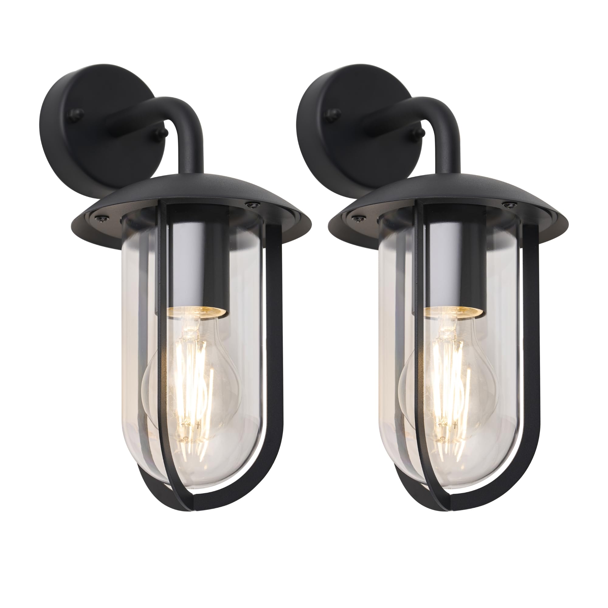 firstchoicelighting Set of 2 Bronty - Black Outdoor Wall Lights