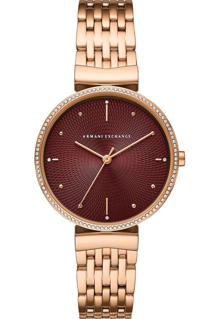 Armani Exchange Watch For Women, Quartz Movement and 36mm Case Size with Stainless steel, Leather or Silicone strap