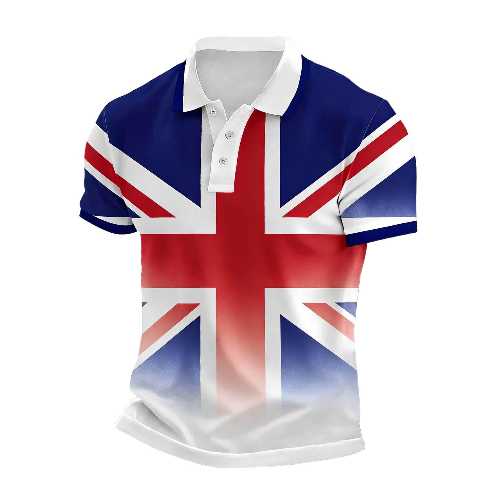 England Polo Shirts for Men Football 2026 Short Sleeve Collared Neck Great Britain Bunting Flags Print Union Jack T Shirt England Football Jersey Tops Breathable Fans Shirts (009-Navy, M)