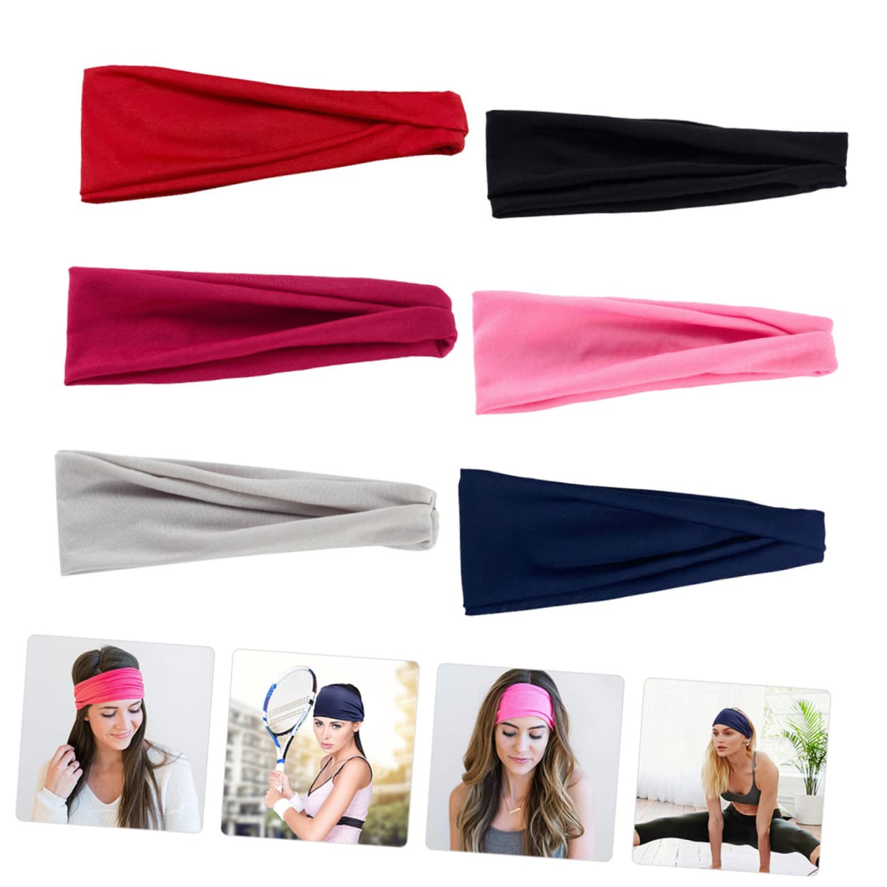 Mipcase 18pezzi Fasce Elastiche Sportive Assorbenti Per Sweatband Da Per Yoga Jogging e Attività Fisica