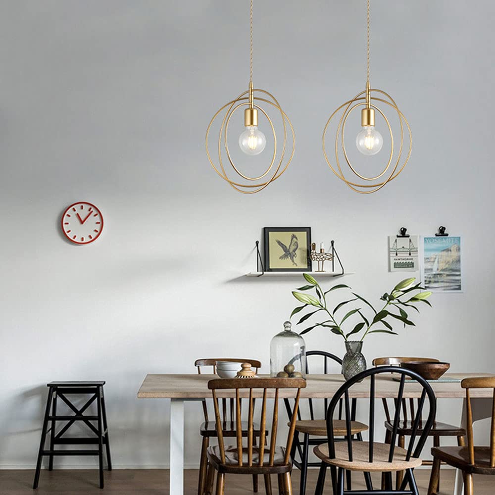 Lampada a soffitto Moderna, Tutta la Luce a Sospensione a Testa Singola in Rame, lampadario in Metallo ad Anello Creativo, Supporto della Lampada, Dispositivo di Illuminazione a soffitto, Decorazione