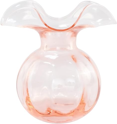 Hibiscus Glass Pink Medium Fluted Vase