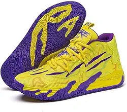 Tênis de basquete unissex, calçados esportivos respiráveis ​​com design multicolorido, tração dinâmica, conforto o dia todo para quadras internas/externas Equipamento de basquetebol