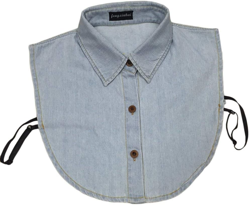 Unisex Stylish Solid Color Detachable Half Shirt Blouse Fake Collar Denim Cotton Faux Collar Dickey Collar