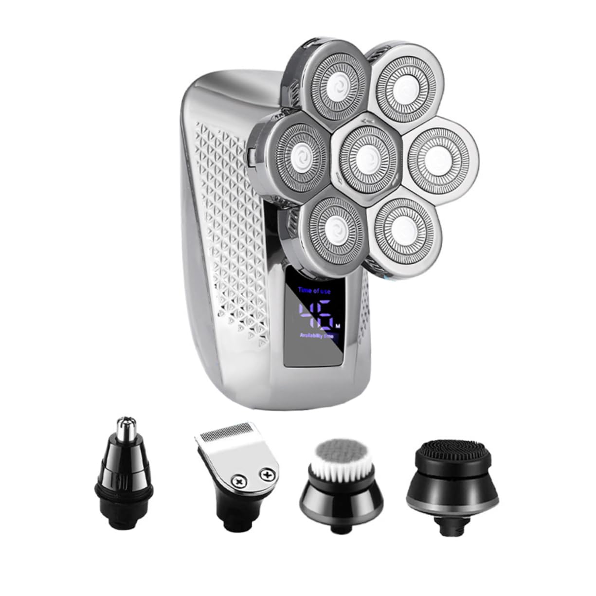 Beatifufu Electric Razor for Men Shaver 7-Head Men's Electric Shaver Digital Display Waterproof Hair Trimmer Grooming Tool