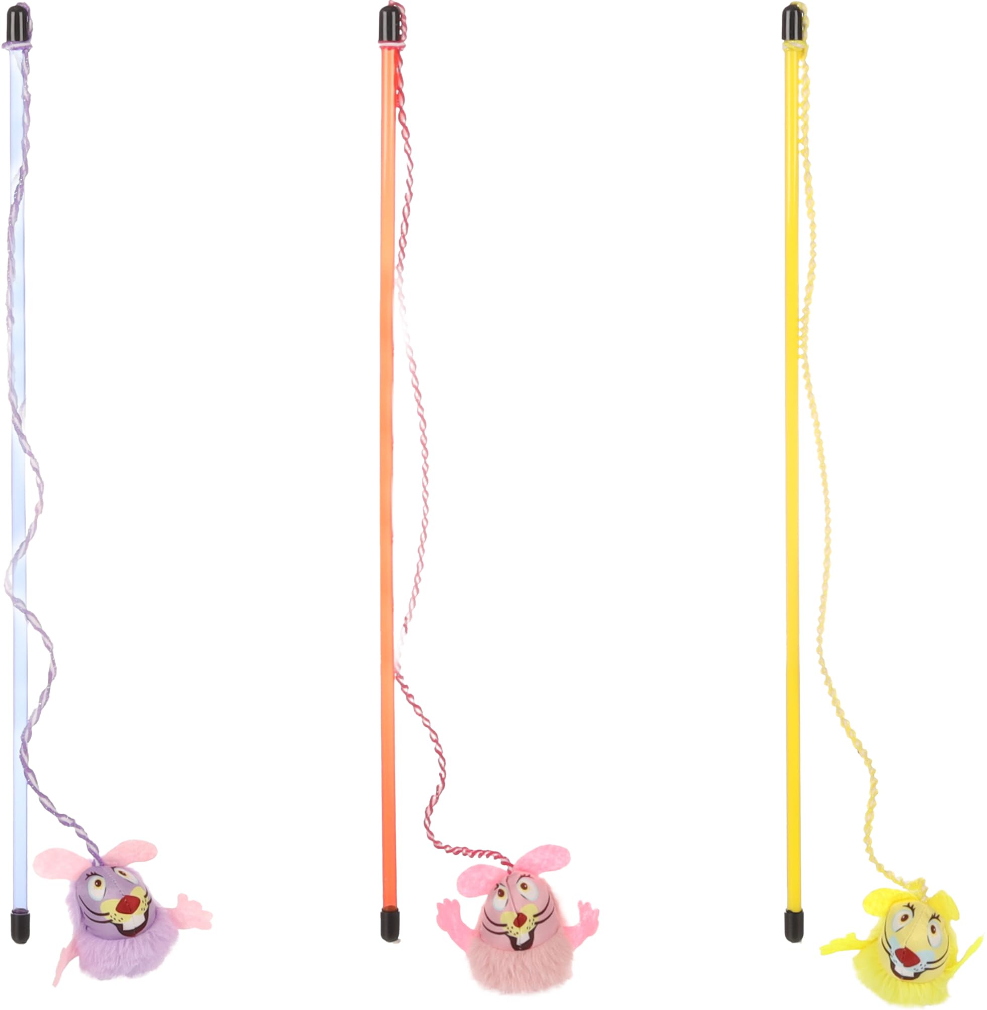 Canne à Pêche Teta pour Chats avec Souris en Peluche et Plumes - Flamingo