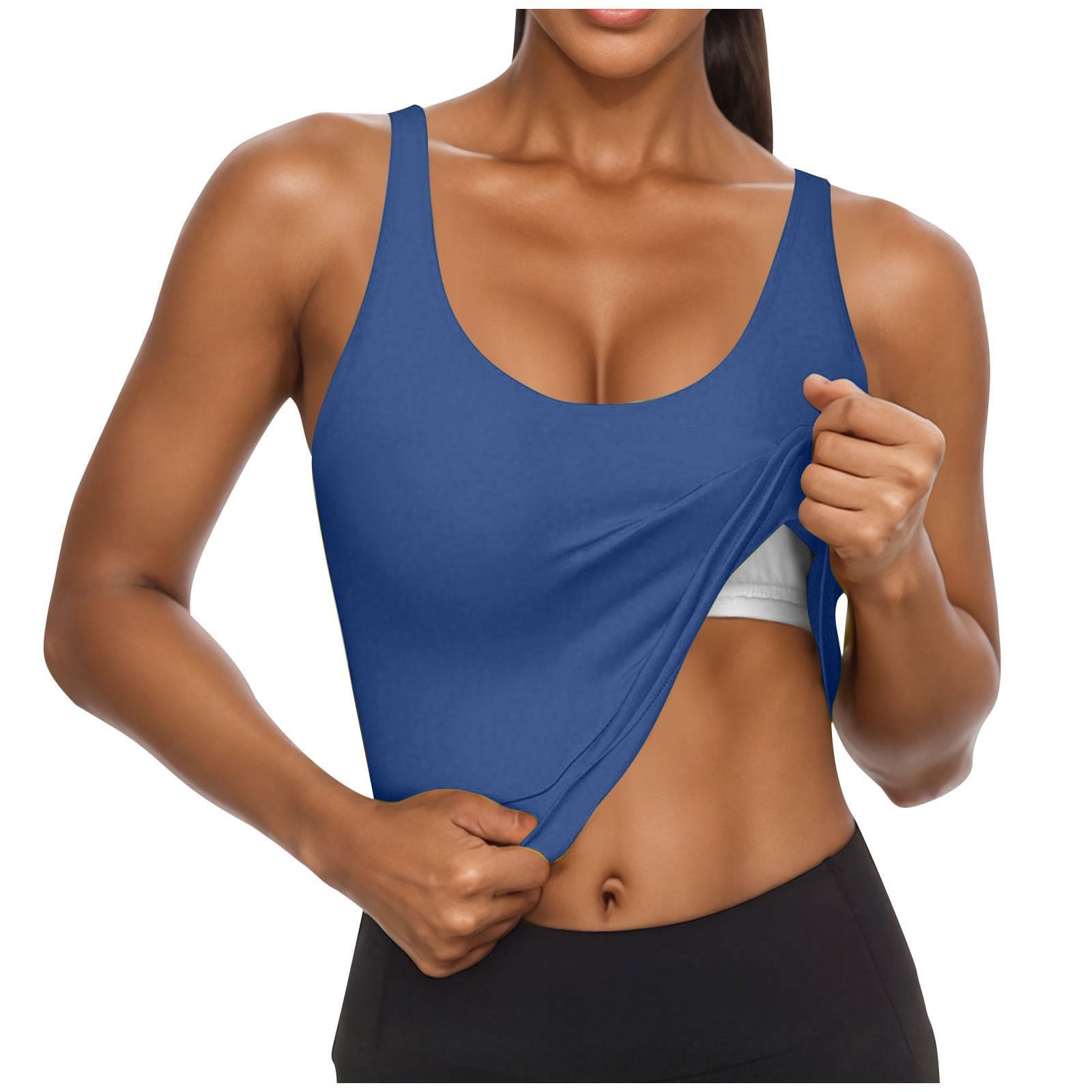 Camisola Tops para Mujer UK Soporte Levantamiento Algodón Sujetador Incorporado Cuello Cuadrado Chaleco Cami Correa Luz Agregar Acolchado Sin Mangas Tiras Yoga Ajuste Seco Moda Casual Gimnasio
