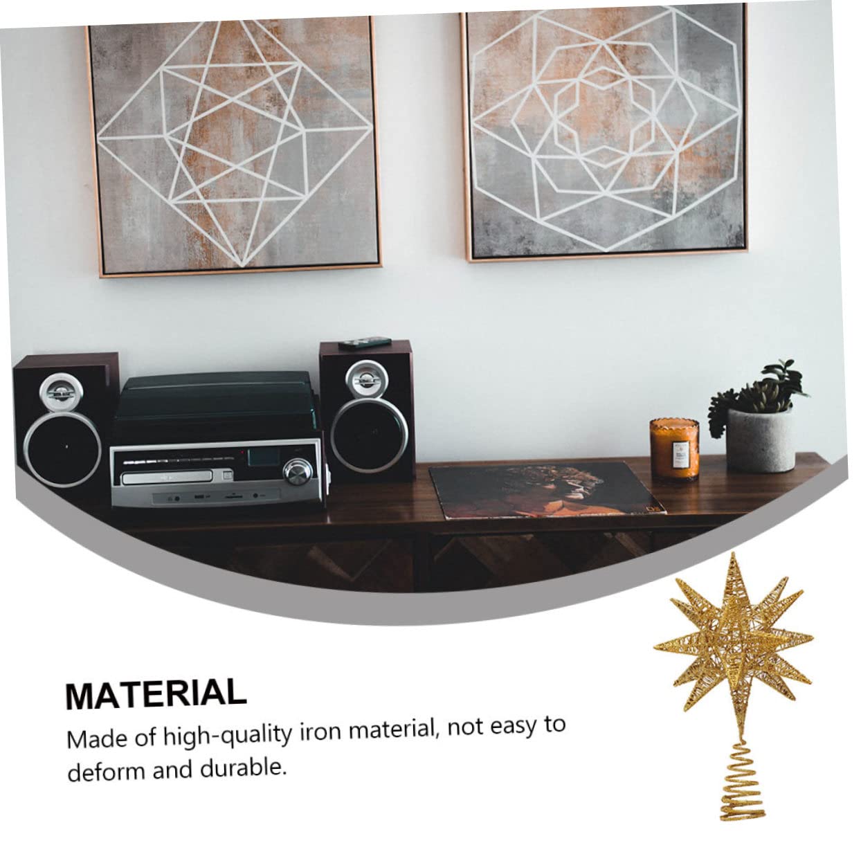 Zerodeko 1pezzi Decorazione per Albero di Natale in Ferro Stella Decorativa per Finestre Ciondolo Natalizio Unica Forma Ornamento Stella Resistente Tecnologia della Polvere da Spolvero