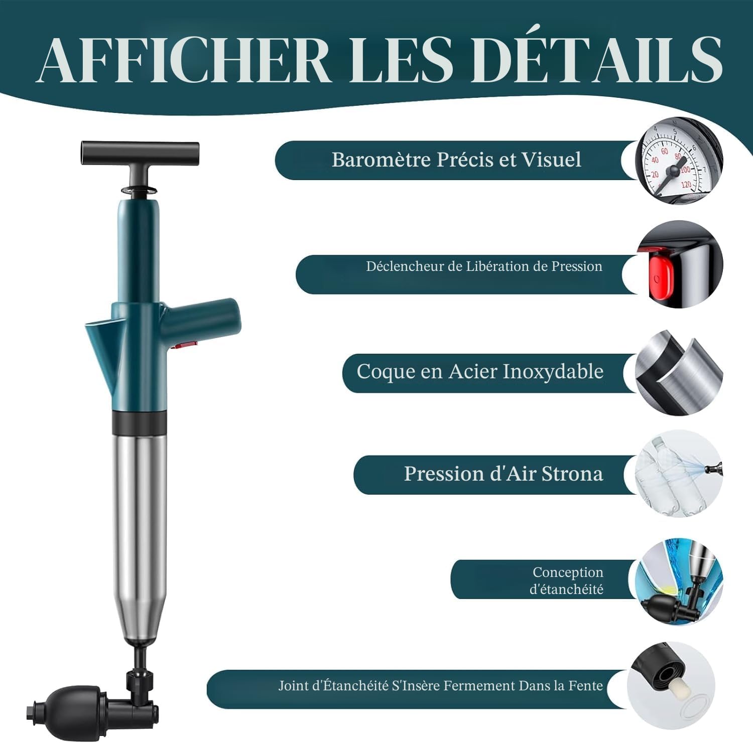 Deboucheur wc, pompe deboucheur canalisation, déboucheur canalisation haute pression, déboucheur pneumatique,débouche toilette Débouchage pour Toilette, Évier, Baignoire