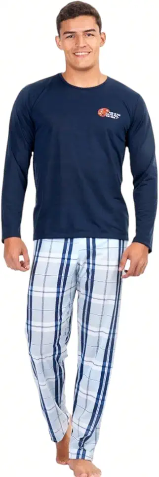 Pijama Adulto Masculino Calça Longa Gola em V