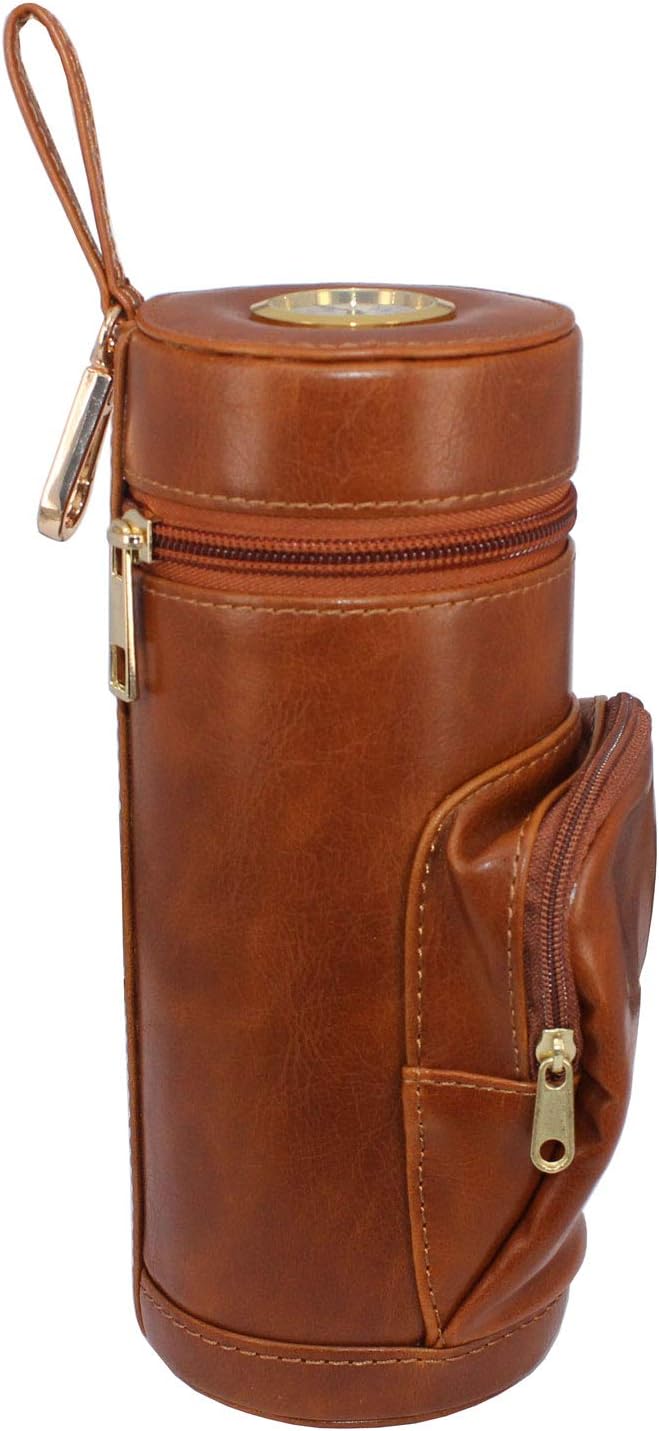 AMANCY Upgrade Cedar Wood Lined Portable Travel Leather Cigar Humidor Case with Pocket,Easily Carry Lighter and Cutter
