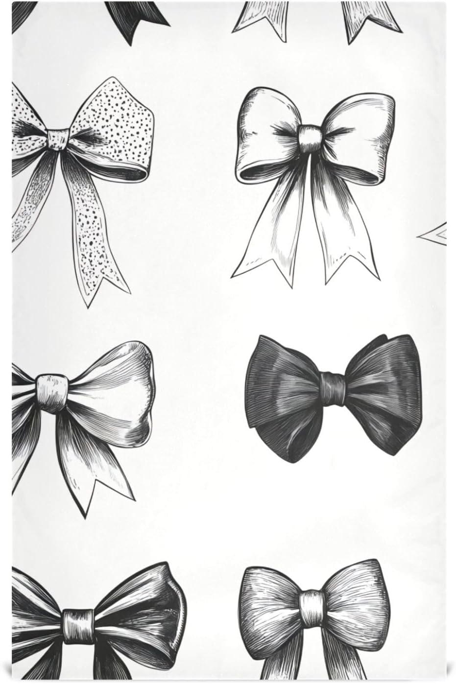 Black and White Bows Kitchen Towels Set of 1, Soft Absorbent Quick Drying and Reusable Dish Towels for Kitchen, Bathroom and Home Decor, 18 x 28 in