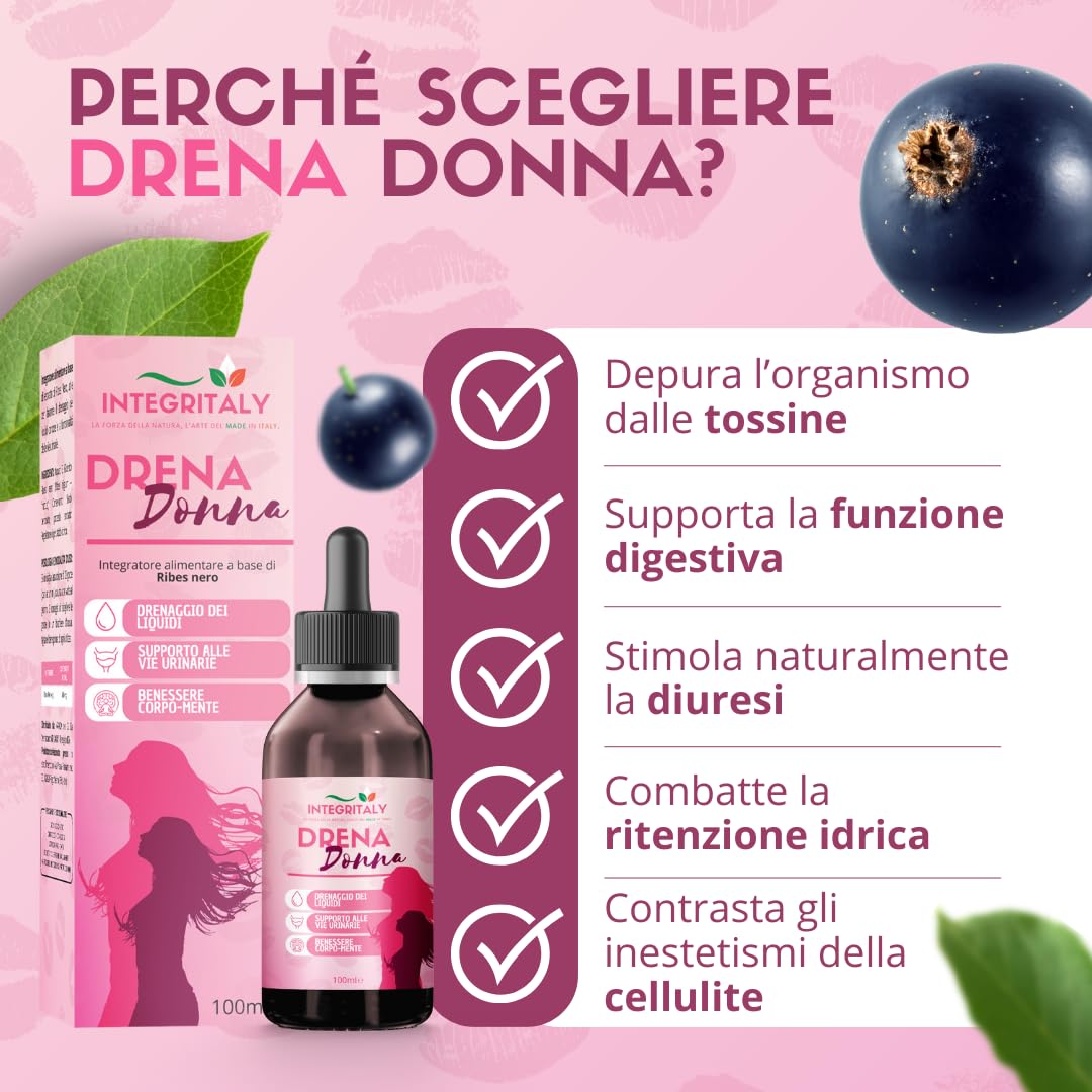 Ribes Nigrum Nero Diuretico Drenate Antiallergico Liquido in gocce 100 ML per Ritenzione Idrica Allergie e Salute Vie Urinarie e Respiratorie in Gocce Made in Italy