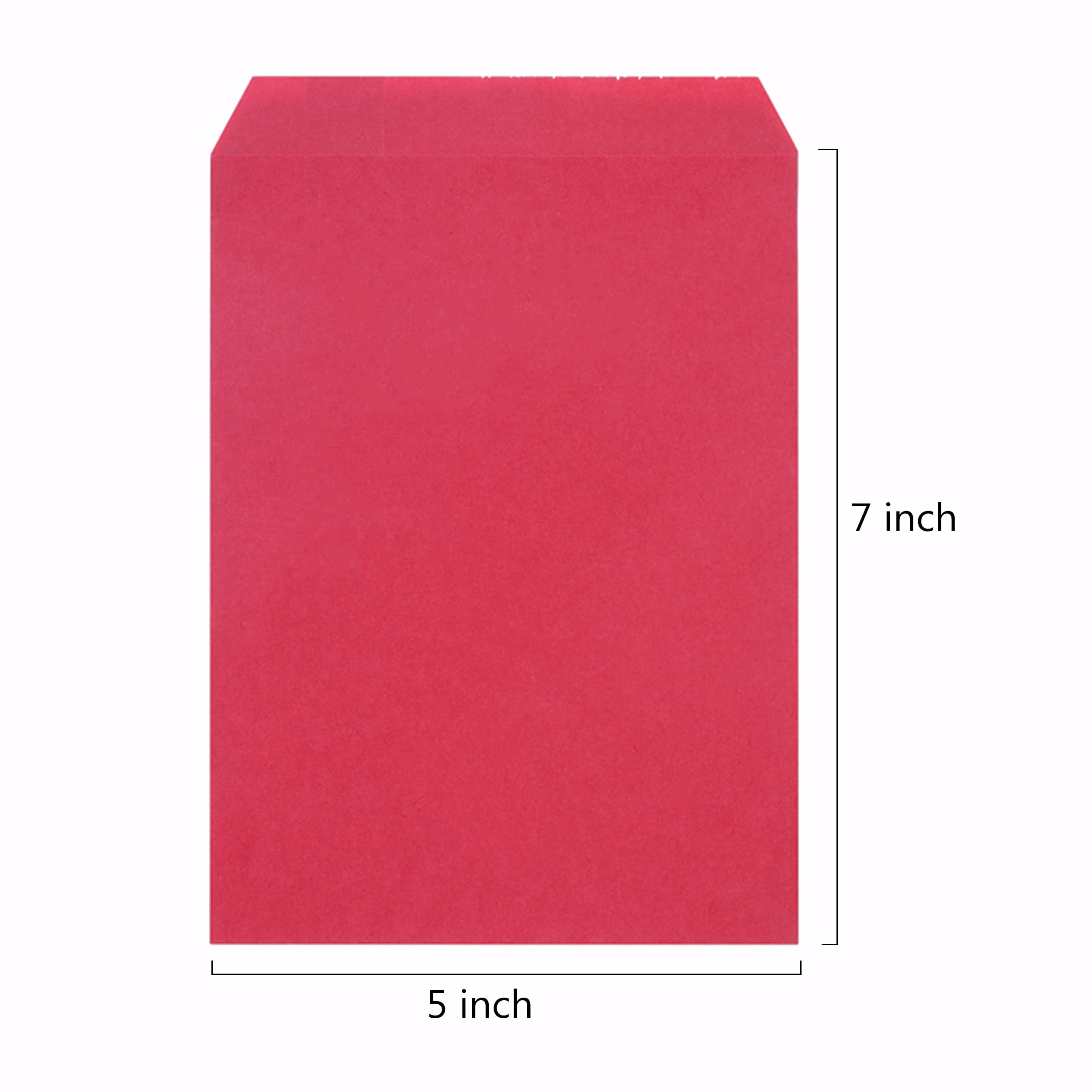 Quotidian Red Flat Medium Kraft Paper Bags 5" x 7" (13 x 17.8cm) Pack of 100 - Bakery Treat Candies Dessert Chocolate Soap - Image 2
