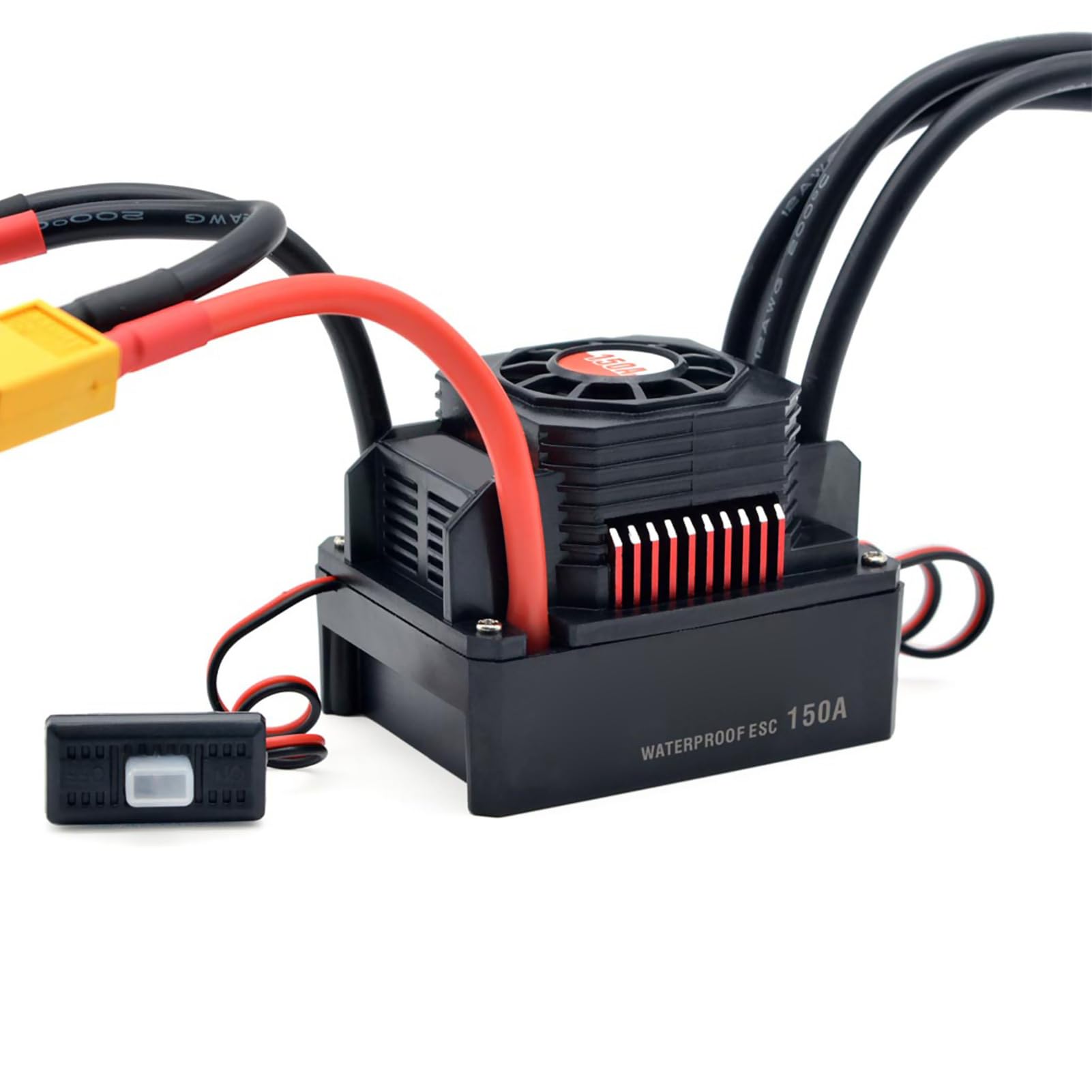 RiToEasysports Bezszczotkowy ESC 150A, Wodoodporny Elektroniczny Regulator Prędkości do Samochodu 1/8 RC z kartą programową, Kompatybilny z Silnikiem Bezczujnikowym, Doskonałe Odprowadzanie (150A)