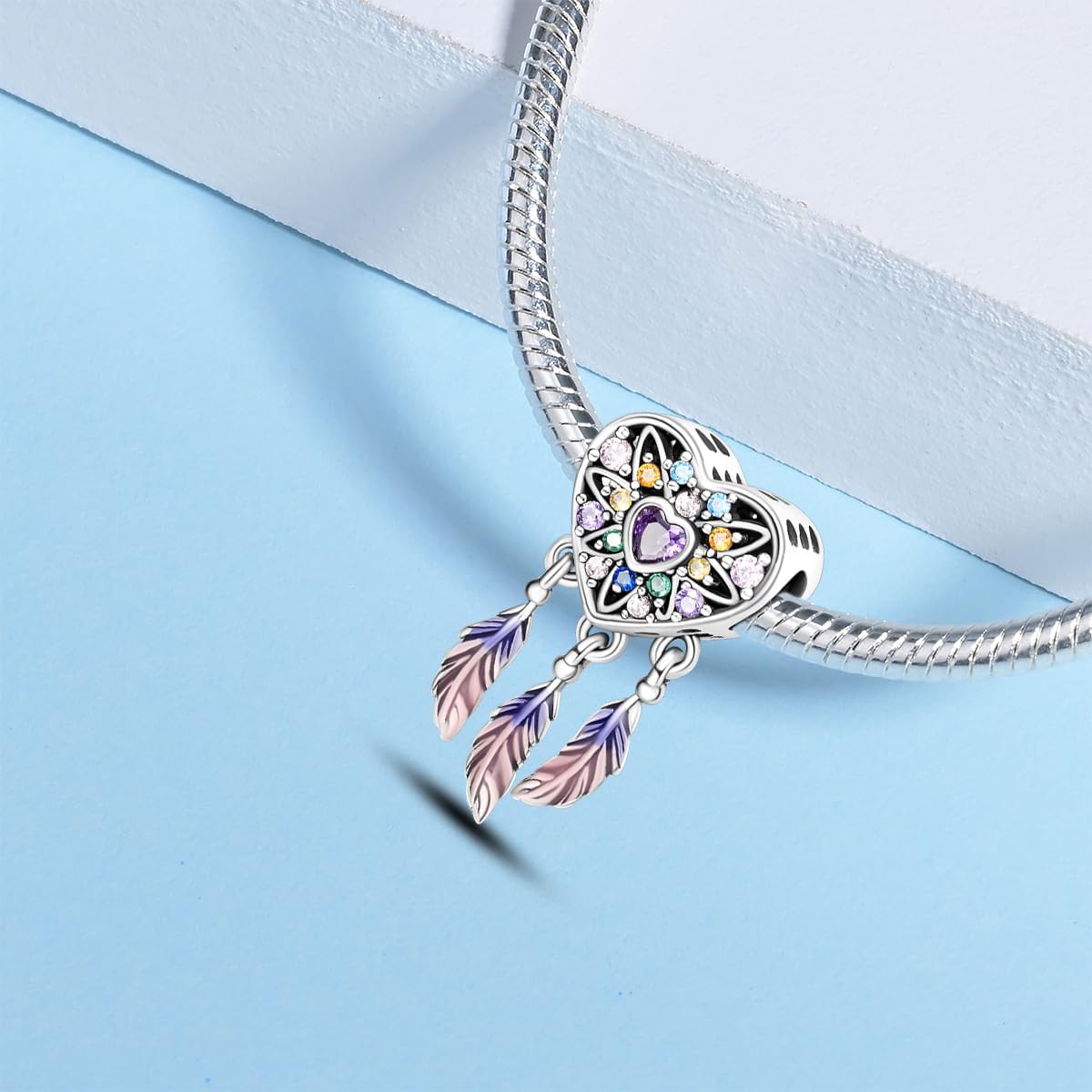 925 sterling silver bracelet necklace pendant, women's jewelry gift, dream catcher net bead pendant, suitable for original bracelets, parties, birthday jewelry gifts - Image 3